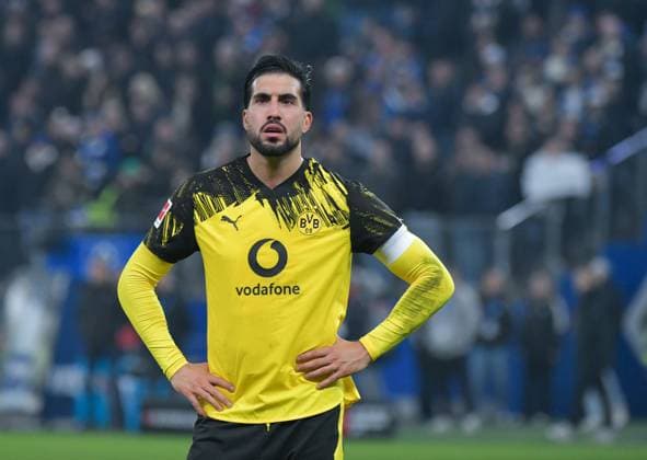08 11 2025, xblx, Fussball 1 Bundesliga, Hamburger SV Borussia Dortmund v l Dortmund enttaeuscht, enttaeuscht schauend, dissapointed, Enttäuschung, Enttaeuschung , Emre Can Borussia Dortmund DFL DFB REGULATIONS PROHIBIT ANY USE OF PHOTOGRAPHS as IMAGE SEQUENCES and or QUASI VIDEO Hamburg