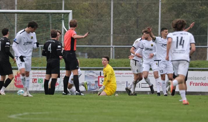08 11 2025 Soccer Season 2025 2026 Regionalliga Bayern 17 Matchday SpVgg Greuther Fürth Fuerth II U23 Kleeblatt DJK Vilzing DaMa xdaxmax Timo Schlieck 1, SpVgg Greuther Fürth II disappointed Disappointment after conceding goal Joy of the team Team of DJK Vilzing
