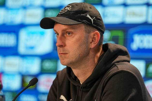 Soccer Bundesliga, Matchday 10, TSG Hoffenheim RB Leipzig on 08 11 2025 in Sinsheim PreZero Arena , Germany, Season 2025 2026 DFL REGULATIONS PROHIBIT ANY USE OF PHOTOGRAPHS AS IMAGE SEQUENCES AND OR QUASI VIDEO Ole Werner Coach, RBL in focus at the PK after the match Sinsheim PreZero Arena Germany Copyright: xChristophxKinzingerx