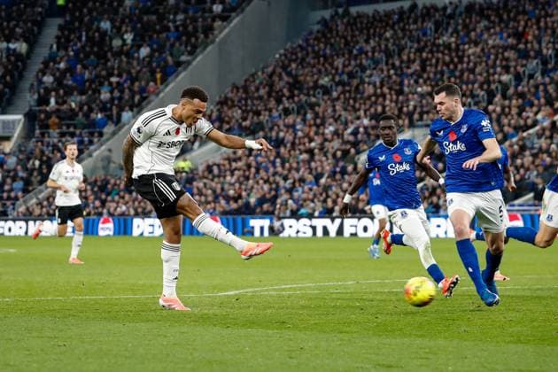 Everton v Fulham Premier League Rodrigo Muniz of Fulham during the Premier League match at the Hill Dickson Stadium, Liverpool UK Newspapers OUT Copyright: xMaxxTomlinsonx FIL-22480-0076