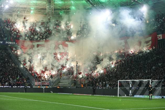 Sports, Football, Bundesliga Season 2025 2026 10 Matchday Borussia Mönchengladbach 1 FC Köln 08 11 2025, BORUSSIA PARK Fans 1 FC Köln with a choreo and pyro Mönchengladbach BORUSSIA PARK North Rhine-Westphalia Germany