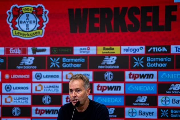 LEVERKUSEN, GERMANY - NOVEMBER 8: Bayer 04 Leverkusen head coach Kasper Hjulmand attends a press conference, PK, Pressekonferenz after the Bundesliga match between Bayer 04 Leverkusen and 1. FC Heidenheim 1846 at BayArena on November 8, 2025 in Leverkusen, Germany. (Photo by Rene Nijhuis) SPO  Copyright: xRenexNijhuis