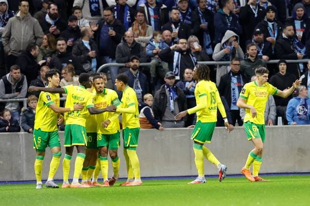 Le Havre v FC Nantes - Ligue 1 McDonald s 2025 2026 05 Kwon HYEOK KYU (fcn) - 98 Kelvin AMIAN (fcn) - 66 Louis LEROUX (fcn) - 11 Bahereba GUIRASSY (fcn) during the Ligue 1 McDonald s match between Le Havre and Nantes at Stade Oceane on November 8, 2025 in Le Havre, France. Le Havre France  Copyright: xFEPx 776348193