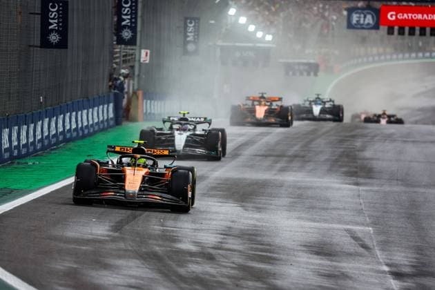 F1 - SAO PAULO GRAND PRIX 2025 04 NORRIS Lando (gbr), McLaren F1 Team MCL39, 12 KIMI ANTONELLI Andrea (ita), Mercedes AMG F1 Team W16, action during the 2025 Formula 1 Grande Premio de Sao Paulo, 2025 Sao Paulo Grand Prix, 21th round of the 2025 FIA Formula One World Championship, WM, Weltmeisterschaft from November 7 to 9, 2025 on the Interlagos, in Sao Paulo, Brazil - Sao PauloBrazil Copyright: xFLORENTxGOODENx