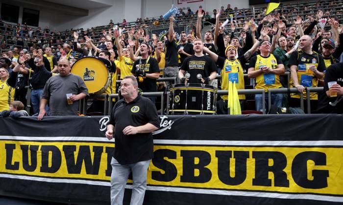 BAU 08 11 2025 Ludwigsburg Basketball MHP Riesen Ludwigsburg vs EWE Baskets Oldenburg, Feature Ludwigsburg fans, Barock Pirates