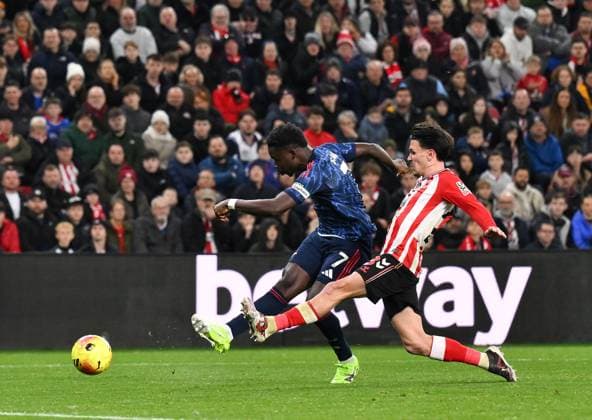 Chemsdine Talbi of Sunderland scores their first goal Sunderland v Arsenal, Premier League, Football, Stadium of Light, Sunderland, UK - 08 Nov 2025Sunderland Stadium of Light United Kingdom EDITORIAL USE ONLY No use with unauthorised audio, video, data, fixture lists, club league logos or live services. Online in-match use limited to 120 images, no video emulation. No use in betting, games or single club league player publications. Copyright: xRichardxLee Shutterstockx 15702163as