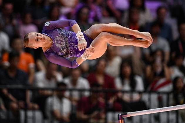 October 24, 2025, Jakarta, Indonesia: ANGELINA MELNIKOVA competes on the uneven bars during the competition held at the Indonesia Arena in Jakarta, Indonesia. Jakarta Indonesia - ZUMAs146 20251024_fap_s146_192 Copyright: xAmyxSandersonx