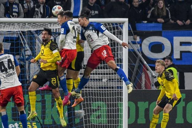 1 1 by Ransford Yeboah Königsdörffer Guilherme Ramos HSV 23 Emre Can Nico Schlotterbeck BVB Germany , Hamburg , Volksparkstadion , Football , 1 Bundesliga , Hamburger SV Borussia Dortmund