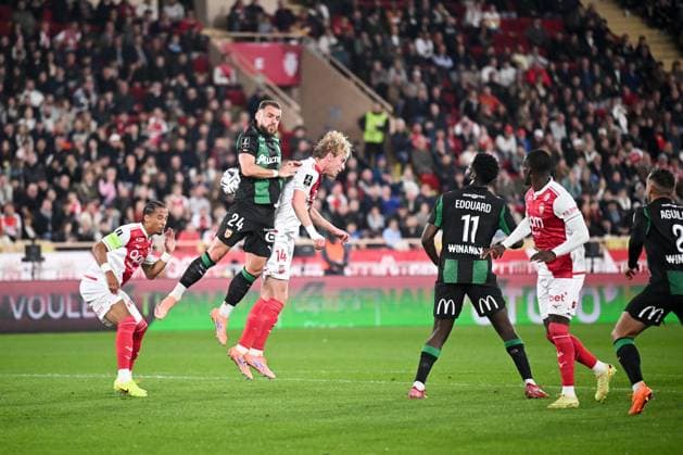 AS Monaco v RC Lens - Ligue 1 McDonald s 2025 2026 24 Jonathan GRADIT (rcl) - 14 Mika BIERETH (asm) during the Ligue 1 McDonald s match between Monaco and Lens at Stade Louis II on November 8, 2025 in Monaco, Monaco. Monaco Monaco  Copyright: xFEPx 776410945