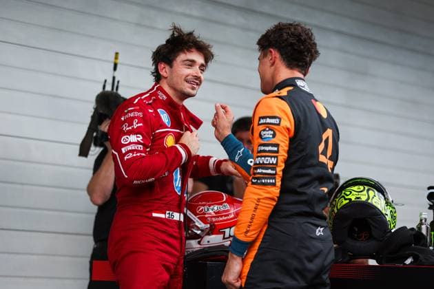 F1 - SAO PAULO GRAND PRIX 2025 LECLERC Charles (mco), Scuderia Ferrari SF-25, NORRIS Lando (gbr), McLaren F1 Team MCL39, portrait during the 2025 Formula 1 Grande Premio de Sao Paulo, 2025 Sao Paulo Grand Prix, 21th round of the 2025 FIA Formula One World Championship, WM, Weltmeisterschaft from November 7 to 9, 2025 on the Interlagos, in Sao Paulo, Brazil - Sao PauloBrazil Copyright: xANTONINxVINCENTx
