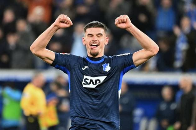 Albian HAJDARI 1899 Hoffenheim , cheering,joy,enthusiasm,action,single image,cropped single motif,half figure,half figure Football 1 Bundesliga Season 2025 2026, 10 Matchday, Matchday10 TSG 1899 Hoffenheim RB Leipzig 3 1 on 08 11 2025 PreZero ARENA