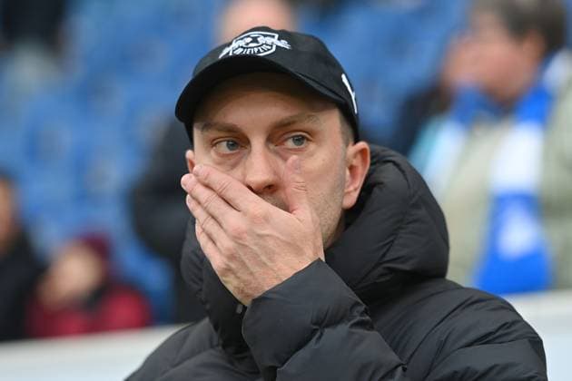 Coach Ole WERNER Leipzig , Gesture,skeptical, Single image,cropped single subject,portrait,portrait,portrait Football 1 Bundesliga Season 2025 2026, 10 Matchday, Matchday10 TSG 1899 Hoffenheim RB Leipzig 3 1 on 08 11 2025 PreZero ARENA
