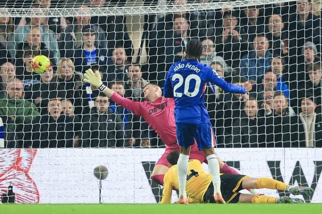8th November 2025; Stamford Bridge, Chelsea, London, England: Premier League Football, Chelsea versus Wolverhampton Wanderers; Joao Pedro of Chelsea scores in the 61st minute, 2-0  IanxStephen