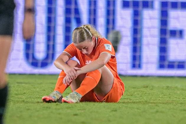 Netherlands expresses disappointment after the 3-0 FIFA U17, U 17 Women s World Cup Morocco 2025, 1st - 2nd place match between Korea DOR and Netherlands in Rabat, Morocco, on November 8, 2025, at the Olympic Stadium  Copyright: xAndreaxAmato IPAxSportx xipa-agency.netx xx IPA_67719208 IPA_Agency_IPA67719208