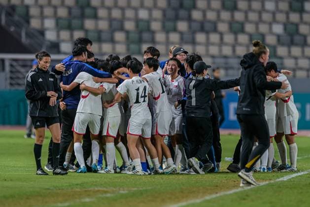 Korea DPR celebrates 3-0 victory FIFA U17, U 17 Women s World Cup Morocco 2025, 1st - 2nd place match between Korea DOR and Netherlands in Rabat, Morocco, on November 8, 2025, at the Olympic Stadium  Copyright: xAndreaxAmato IPAxSportx xipa-agency.netx xx IPA_67719241 IPA_Agency_IPA67719241