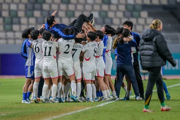 Korea DPR celebrates 3-0 victory FIFA U17, U 17 Women s World Cup Morocco 2025, 1st - 2nd place match between Korea DOR and Netherlands in Rabat, Morocco, on November 8, 2025, at the Olympic Stadium  Copyright: xAndreaxAmato IPAxSportx xipa-agency.netx xx IPA_67719312 IPA_Agency_IPA67719312