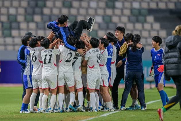 Korea DPR celebrates 3-0 victory FIFA U17, U 17 Women s World Cup Morocco 2025, 1st - 2nd place match between Korea DOR and Netherlands in Rabat, Morocco, on November 8, 2025, at the Olympic Stadium  Copyright: xAndreaxAmato IPAxSportx xipa-agency.netx xx IPA_67719322 IPA_Agency_IPA67719322