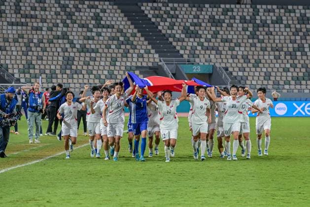 Korea DPR celebrates 3-0 victory FIFA U17, U 17 Women s World Cup Morocco 2025, 1st - 2nd place match between Korea DOR and Netherlands in Rabat, Morocco, on November 8, 2025, at the Olympic Stadium  Copyright: xAndreaxAmato IPAxSportx xipa-agency.netx xx IPA_67719335 IPA_Agency_IPA67719335