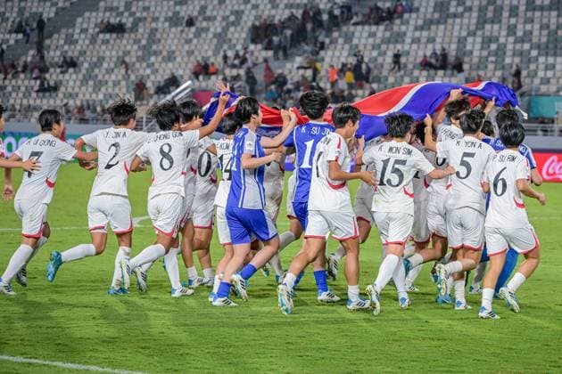 Korea DPR celebrates 3-0 victory FIFA U17, U 17 Women s World Cup Morocco 2025, 1st - 2nd place match between Korea DOR and Netherlands in Rabat, Morocco, on November 8, 2025, at the Olympic Stadium  Copyright: xAndreaxAmato IPAxSportx xipa-agency.netx xx IPA_67719468 IPA_Agency_IPA67719468