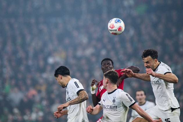 MOENCHENGLADBACH, GERMANY - 8 NOVEMBER, 2025: Ragnar Ache, Haris Tabakovic, Kevin Diks, Lukas Ullrich - The football match of Bundesliga Borussia Moenchengladbach vs 1. FC Koeln at Borussia Park.  Copyright: xVITALIIxKLIUIEVx