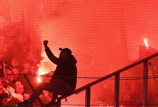 08 11 2025, xophax, Soccer 1 Bundesliga, Borussia Moenchengladbach 1 FC Köln Derby Kölner Fans und Ultras Pyro DFL DFB REGULATIONS PROHIBIT ANY USE OF PHOTOGRAPHS as IMAGE SEQUENCES and or QUASI VIDEO Moenchengladbach