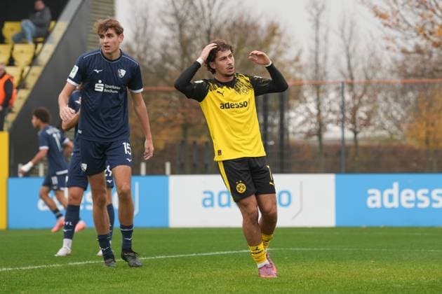 Sunday, 09 11 2025 Season 2025 2026 Round of 16 DFB Cup for Juniors at BVB Fußballpark Hohenbuschei, Dortmund, Germany BV Borussia Dortmund U19 VfL Bochum U19 Taycan Macid Etcibasi BVB