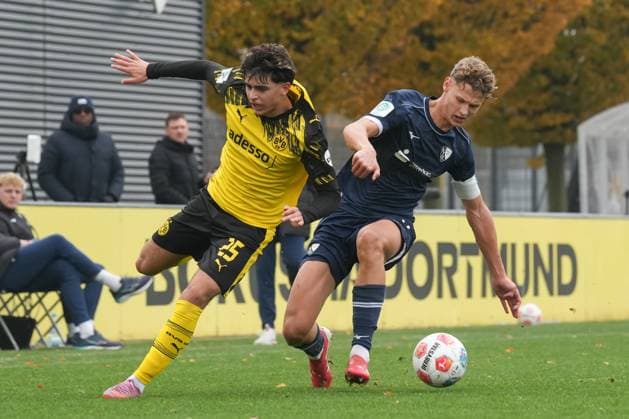 Sunday, 09 11 2025 Season 2025 2026 Round of 16 DFB Cup for Juniors at BVB Fußballpark Hohenbuschei, Dortmund, Germany BV Borussia Dortmund U19 VfL Bochum U19 Ahmad Najdi BVB