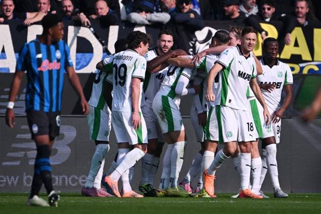 Cm Bergamo 09 11 2025 - campionato di calcio serie A Atalanta-Sassuolo foto Cristiano Mazzi Image nella foto: esultanza gol Domenico Berardi 