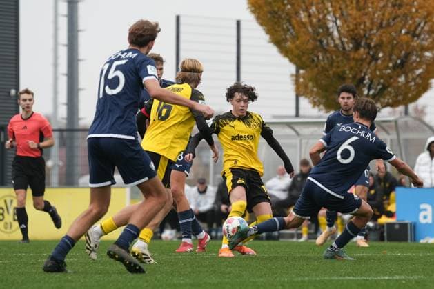 Sunday, 09 11 2025 Season 2025 2026 Round of 16 DFB Cup Junior at BVB Football Park Hohenbuschei, Dortmund, Germany BV Borussia Dortmund U19 VfL Bochum U19 Justin Hoy BVB