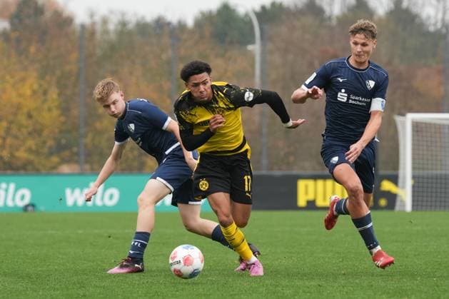 Sunday, 09 11 2025 Season 2025 2026 Round of 16 DFB Cup Junior at BVB Fußballpark Hohenbuschei, Dortmund, Germany BV Borussia Dortmund U19 VfL Bochum U19 Thierry Fidjeu Tazemeta BVB
