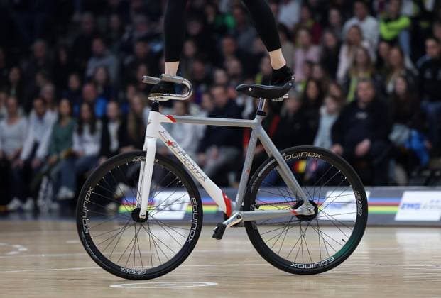 BAU 09 11 2025 Göppingen Artistic Cycling UCI Indoor Cycling World Championships 2025, Feature Detail Feet on Artistic Cycling