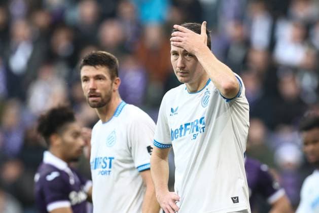 Club s Hans Vanaken reacts during a soccer match between RSC Anderlecht and Club Brugge, Sunday 09 November 2025 in Anderlecht, on day 14 of the 2025-2026 Jupiler Pro League first division of the Belgian championship. BRUNOxFAHY  x140410335x