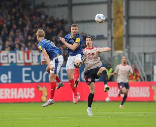 Photo Carl Anders Johansson Kiel vs Cedric ITTEN Fortuna Soccer 2 Bundesliga , Matchday 12 on Sun 09 11 2025 Holstein Kiel Fortuna Düsseldorf