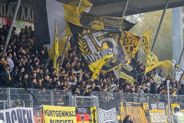 Fans Alemannia Aachen, VFB Stuttgart II vs Alemannia Aachen, Football, 3 Liga, Matchday 14, Season 2025 2026, 09 11 2025 VFB Stuttgart II vs Alemannia Aachen, Football, 3 Liga, Matchday 14, Season 2025 2026, 09 11 2025 Aspach Copyright: xEibner-Pressefoto PhilipxZieglerx EP_PZR
