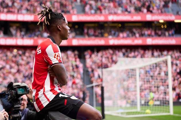 November 9, 2025, Bilbao, Vizcaya, SPAIN: Nico Williams of Athletic Club celebrates after scoring the team s first goal during the LaLiga EA Sports match between Athletic Club and Real Oviedo at San Mames on November 9, 2025, in Bilbao, Spain. Bilbao SPAIN - ZUMAa181 20251109_zaa_a181_078 Copyright: xRicardoxLarreinax