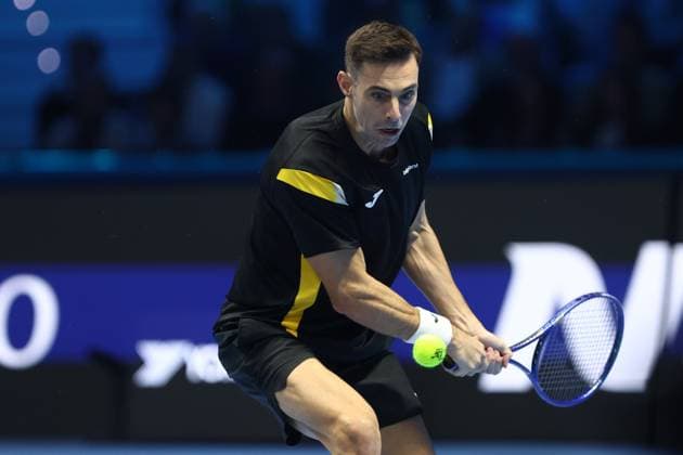 Marcel Granollers (Spain) controls the ball, Day 1, Nitto ATP, Tennis Herren Finals 2025, INALPI Arena, November 9, 2025, Turin, Italy.