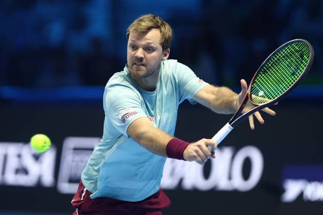 Kevin Krawietz (Germany) controls the ball, Day 1, Nitto ATP, Tennis Herren Finals 2025, INALPI Arena, November 9, 2025, Turin, Italy.