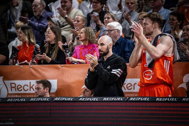 1 Basketball Bundesliga, easyCredit BBL, Season 2025 2026, Men, Main Round, Matchday 7, 09 11 2025, RASTA Vechta FC Bayern Munich Basketball Tommy Kuhse 12 RASTA Vechta during the game Vechta RASTA Dome Lower Saxony Germany