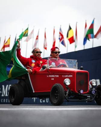 F1 - SAO PAULO GRAND PRIX 2025 drivers parade 44 HAMILTON Lewis (gbr), Scuderia Ferrari SF-25, 16 LECLERC Charles (mco), Scuderia Ferrari SF-25, portrait during the 2025 Formula 1 Grande Premio de Sao Paulo, 2025 Sao Paulo Grand Prix, 21th round of the 2025 FIA Formula One World Championship, WM, Weltmeisterschaft from November 7 to 9, 2025 on the Interlagos, in Sao Paulo, Brazil - Sao PauloBrazil Copyright: xANTONINxVINCENTx