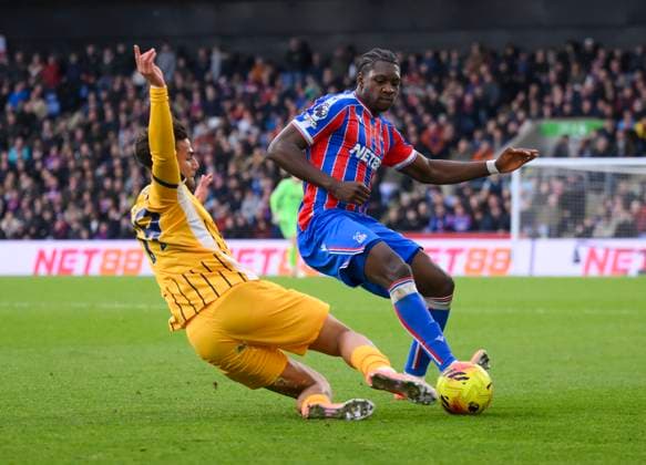 Crystal Palace v Brighton and Hove Albion Premier League Jaydee Canvot of Crystal Palace and Charalampos Kostoulas of Brighton and Hove Albion battle for the ball during the Premier League match at Selhurst Park, London UK Newspapers OUT Copyright: xMalcolmxFellx FIL-22486-0046