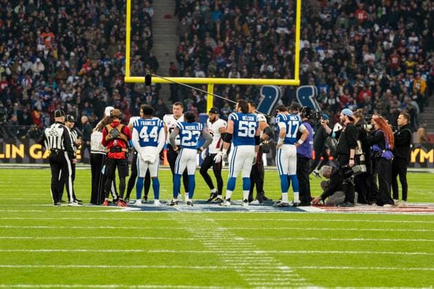 Germany, American Football, NFL, Week 10, 2025 2026, Indianapolis Colts Atlanta Falcons on 09 11 in Berlin Olympiastadion coin toss Copyright: xSvenxHeidmannx