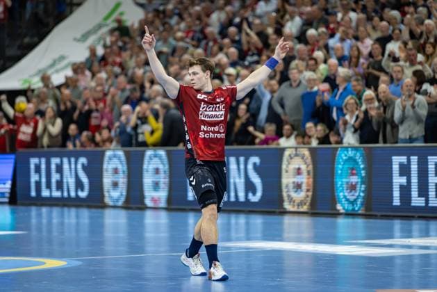 DAIKIN HBL SG Flensburg Handewitt vs. Handball Sport Verein Hamburg 09 11 25 Lukas Jørgensen Nr 25, SG Flensburg Handewitt DAIKIN HBL SG Flensburg Handewitt vs. Handball Sport Verein Hamburg, GP JOULE Arena on 09 11 25 Copyright: xBEAUTIFULxSPORTS MarioxM.xKobergx