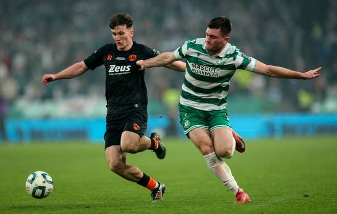 2025 Sports Direct FAI Cup Final, Aviva Stadium, Dublin 9 11 2025 Shamrock Rovers vs Cork City Cork City s Joshua Fitzpatrick and Shamrock Rovers Josh Honohan Joshua Fitzpatrick and Josh Honohan 9 11 2025  Copyright: x INPHO RyanxByrnex RB1_1927
