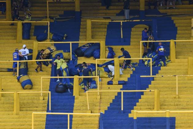 Boca Juniors v River Plate - Torneo Clausura Betano 2025 La Bombonera stands before the match between Boca Juniors and River Plate at Estadio Alberto J. Armando, on November 9. Buenos Aires Buenos Aires Argentina  Copyright: xFedericoxPerettix originalFilename:peretti-bocajuni251109_npUIH.jpg
