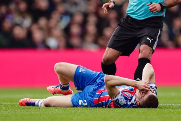 Adam Wharton (20 Crystal Palace) on the ground in pain during the Premier League game between Crystal Palace and Brighton and Hove Albion at Selhurst Park in London, England. Copyright: xLiamxAsman SPPx Sportspressphoto_SPR59690
