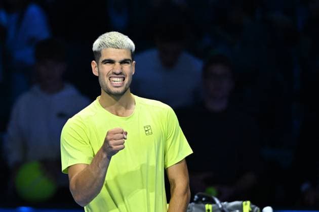 2025 Nitto ATP, Tennis Herren Finals - Alcaraz v De Minaur - Torino Carlos Alcaraz (ESP) during his first match at the 2025 Nitto ATP Finals in Torino, Italy, on November 9, 2025. Photo by Corinne Dubreuil ABACAPRESS.COM Torino Italy  Copyright: xDubreuilxCorinne ABACAx