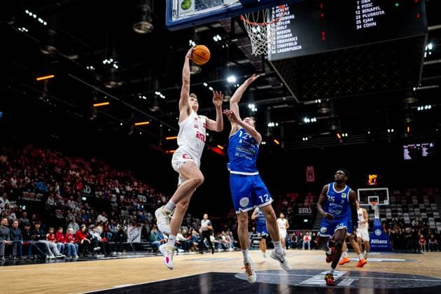 09 11 2025 Basketball Season 2025 2026 2 Bundesliga Pro A 11 Matchday Nuremberg Falcons Basketball Club NBC PS Karlsruhe Lions ThHa xthxhax Trevor Baskin 22, Nuremberg Falcons BC NBC Kilian Binapfl 12, PS Karlsruhe Lions, PSK Lions