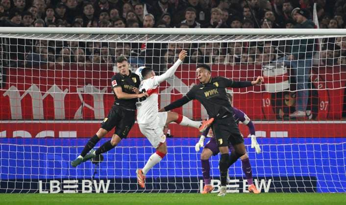 GOAL to 2 2 Deniz Undav VfB Stuttgart 26 Goal Shot Action Goal Chance Header Duel Duel Action VfB Stuttgart vs FC Augsburg FCA 09 11 2025 DFL REGULATIONS PROHIBIT ANY USE OF PHOTOGRAPHS AS IMAGE SEQUENCES AND OR QUASI VIDEO VfB Stuttgart vs FC Augsburg FCA