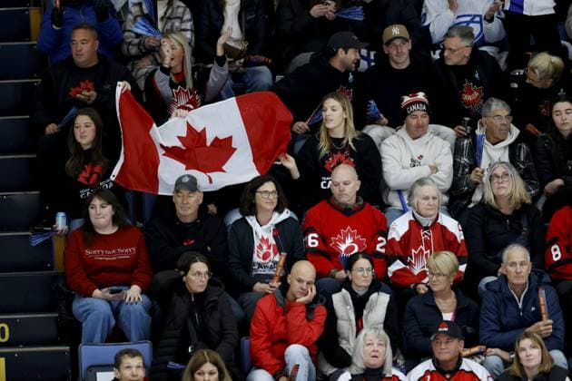 Supporters of Team Canada during ringette world championships final match Finland vs Canada in Lahti on November 9, 2025. Lahti Finland LKFTVX20251109190307EQMJ  Copyright: xPepexKorteniemix LKFTVX20251109190307EQMJ