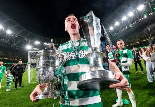 2025 Sports Direct FAI Cup Final, Aviva Stadium, Dublin 9 11 2025 Shamrock Rovers vs Cork City Shamrock Rovers Matt Healy celebrates after the match Matt Healy celebrates after the match 9 11 2025  Copyright: x INPHO RyanxByrnex RB1_4668